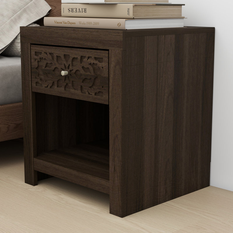 Lukasik 1 Drawer Nightstand, Royal Walnut