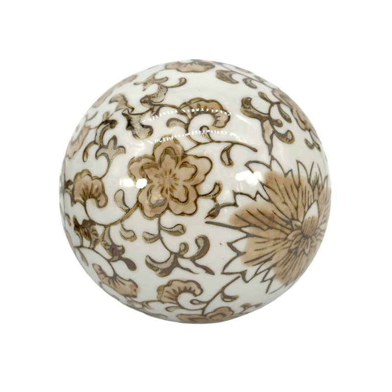Boule en céramique à motif floral brun et blanc (paquet de 3)
