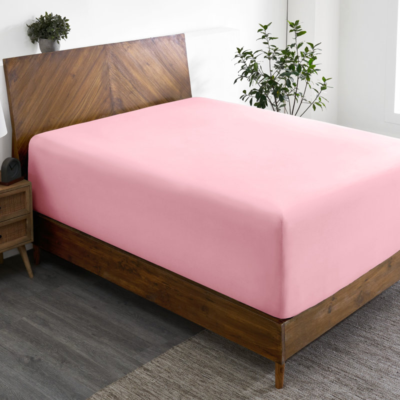 Extra Deep Microfiber Fitted Sheet, Twin Fitted Sheet, Light Pink