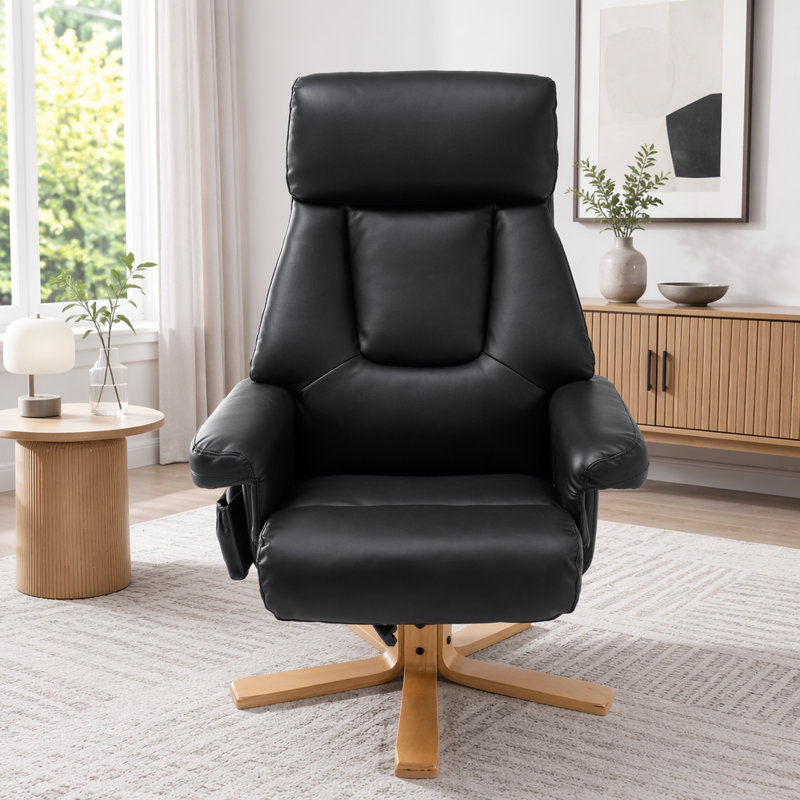 Fauteuil d'appoint rembourré chauffant et pivotant à 360 ° avec fauteuil, repose-pieds et confort ergonomique