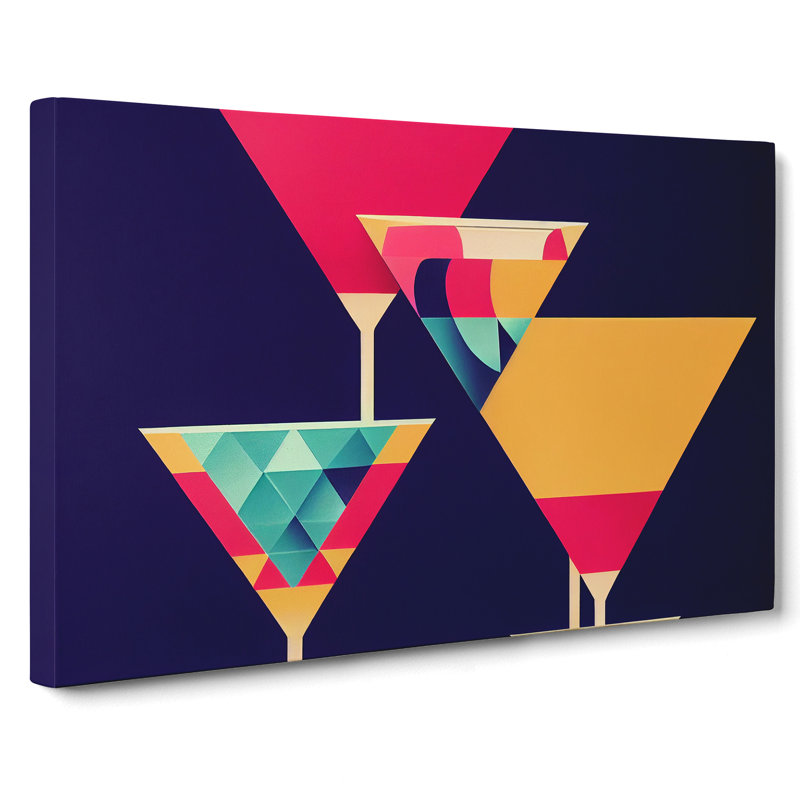 Cocktail Geometric Art Abstract - Wrapped Canvas, 35cm H x 50cm W x 3cm D