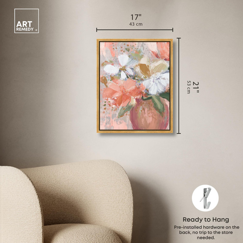Impression florale impressionniste I, impression murale sur toile par Art Remedy, cadre doré, 16 x 20, H 21 po x l 17 po