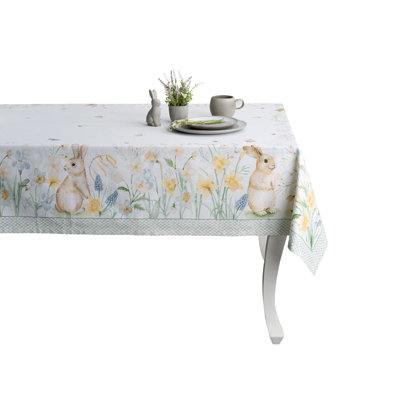 Maison d' Hermine Table Cloth Rectangle Table 100% Cotton 70 x 120 Inches Tablecloth Reusable Decorative for Dining Room Farmhouse Home Valentines Day Decorations Spring Summer - Easter Dew