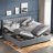 Platform Bed Upholstered Platform Bed Included Two Twin Size Beds, Hydraulic Storage Systems And Vertical Stripe Headboard-107402885