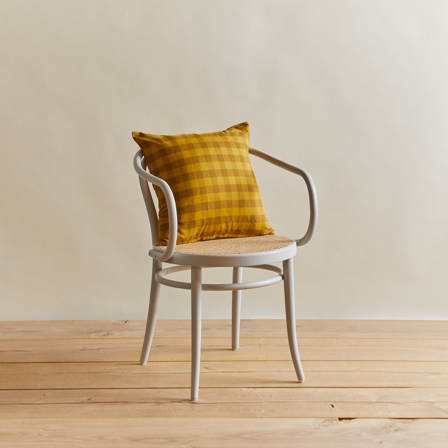 Essential Gingham Cotton Throw Pillow, Mustard/Bronze