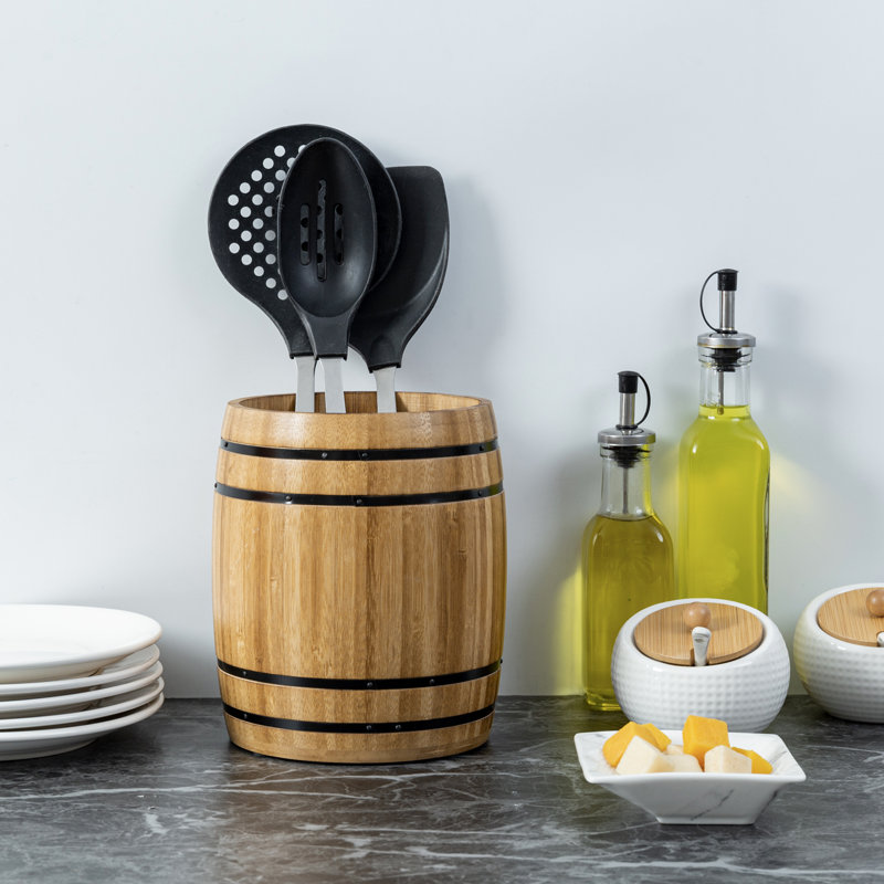 Bamboo Round Utensil Crock