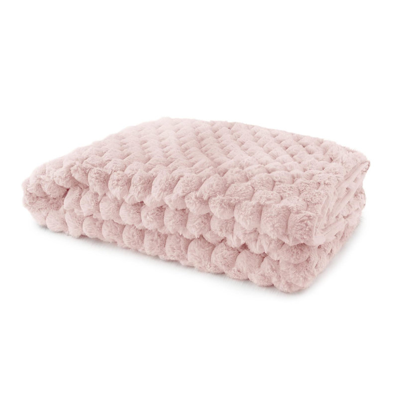 Woodby Hand Woven Throw Blanket, 127 W x 152cm L, Blush