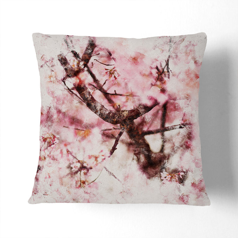 Pink Cherry Blossom Flowers Vol.4 Scatter Cushion, 40cm H x 40cm W x 15cm D