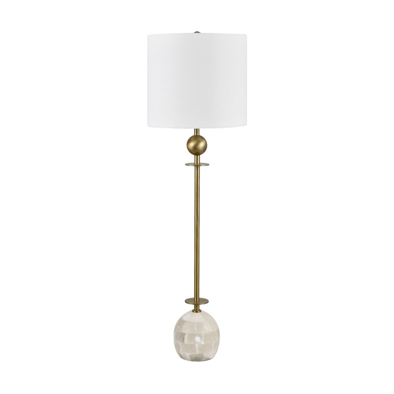37" Marble Table Lamp With White Shade