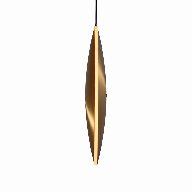 Chrona Modern Round Spun Brass Pendant Light, Vertical, Solid Brass, 17" H x 17" W x 3" D
