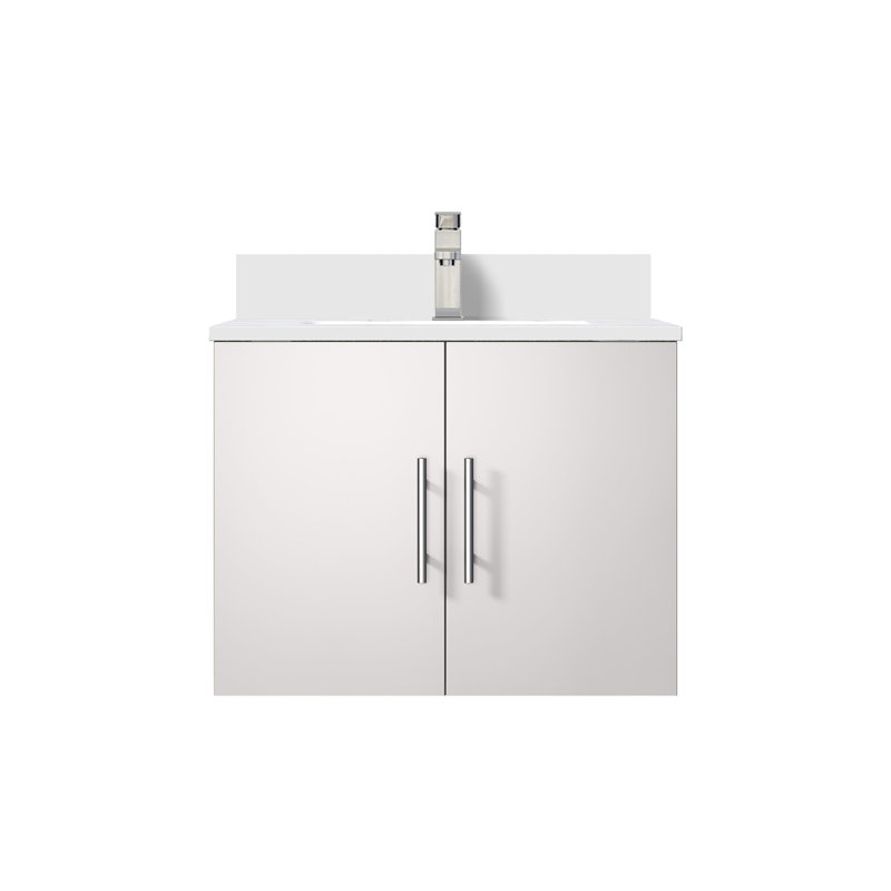 Meuble-lavabo blanc lustré 24 po X P 22 po D, plateau en marbre de culture et robinet