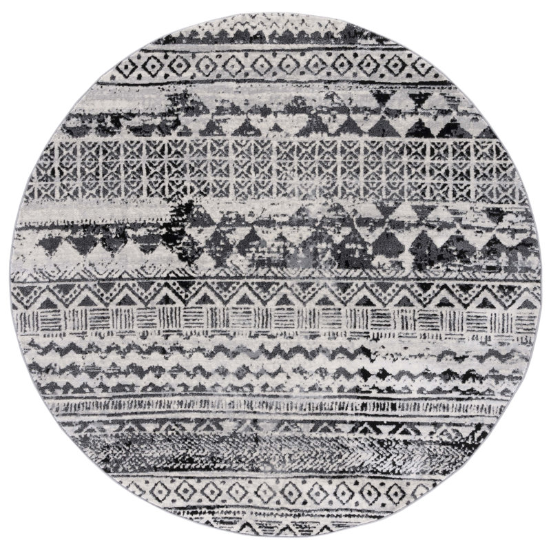 Tapis géométrique Brentwood Performance, Rond 6 pi 7 po