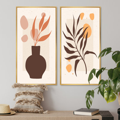 «Minimalistc Plant Silhouettes Still Lifes III», ensemble de 2 impressions