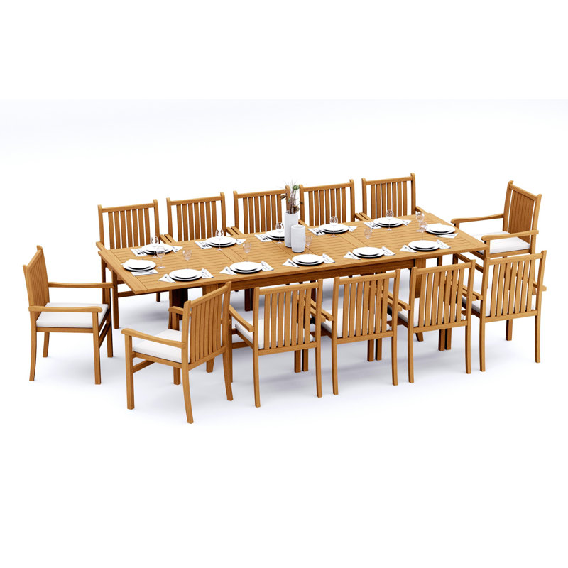 Cahyo Outdoor Teak Dining Set, 12