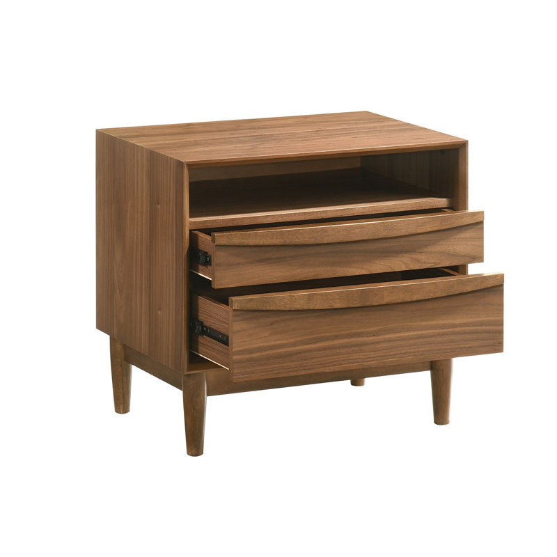 Table de chevet 2 tiroirs Greylynn, Noyer