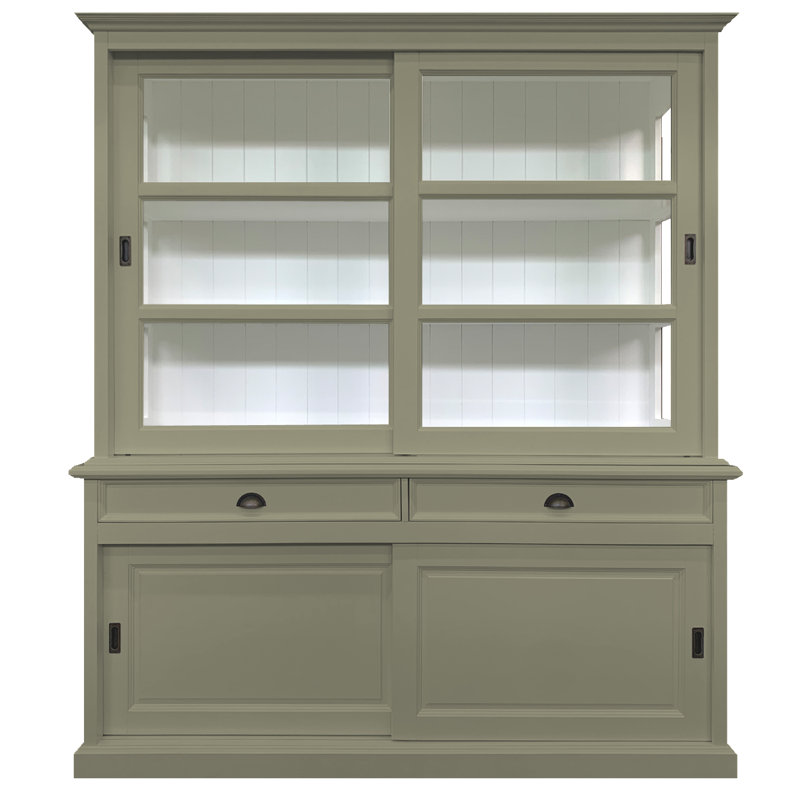 Baya 188 cm W Display Cabinet, Olive Grey