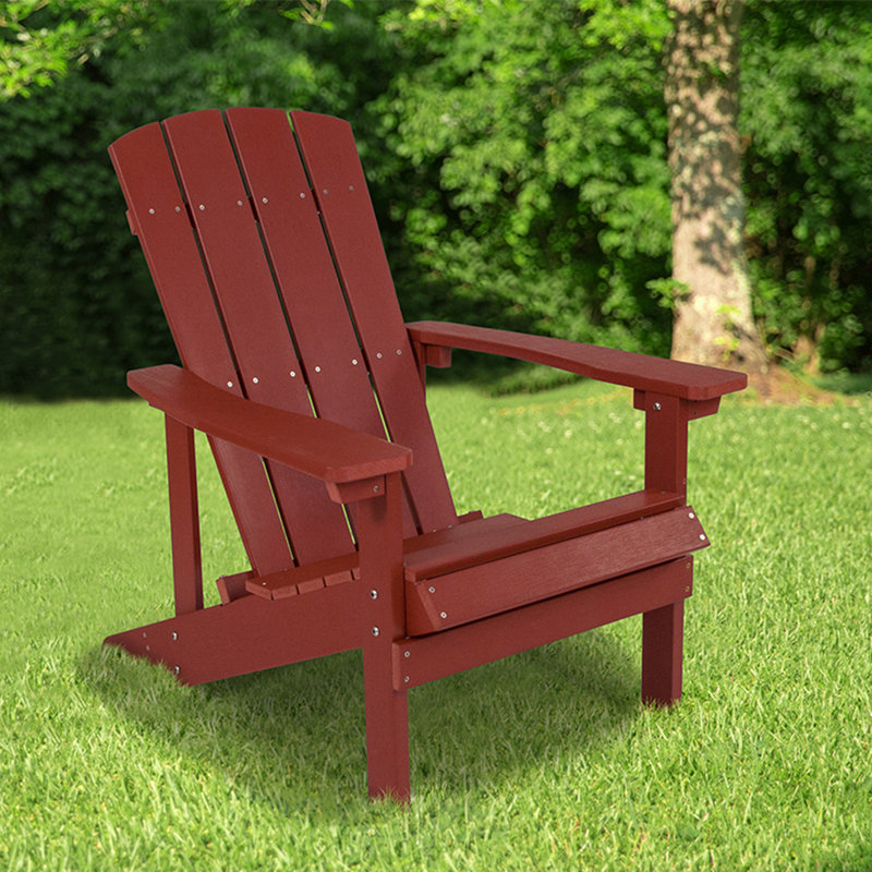 Commercial All-Weather Poly Resin Wood Adirondack Chair, Red