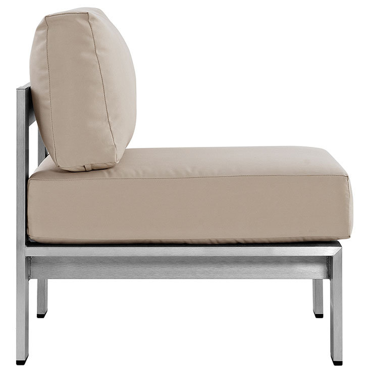 Ensemble de canapé modulaire d'extérieur en aluminium 6 pièces Shore, Beige