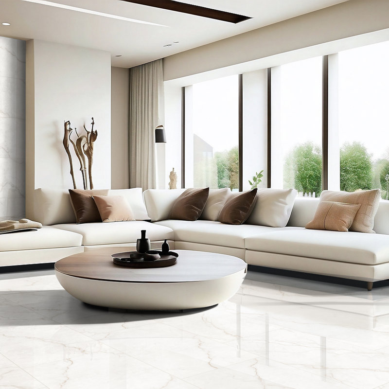 Beldale 24 in. x 48 in. Polished Porcelain Marble Look Floor and Wall Tile, Carmara