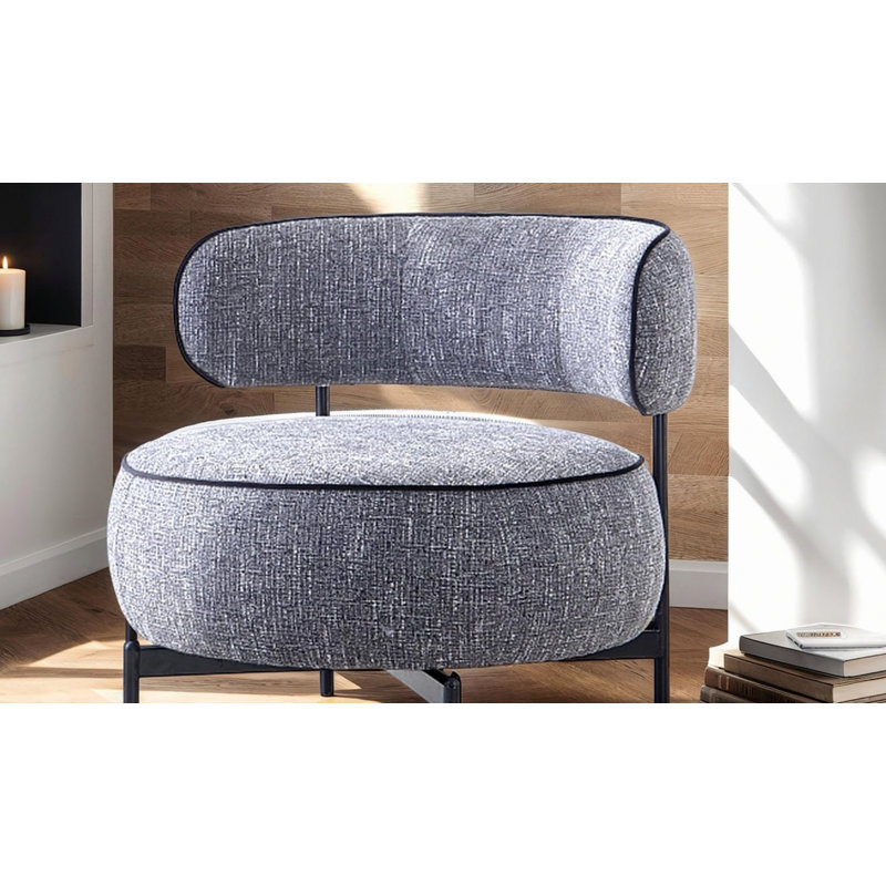 Chaise pivotante de conception moderne avec dossier incurvé et pieds en métal, Gris foncé