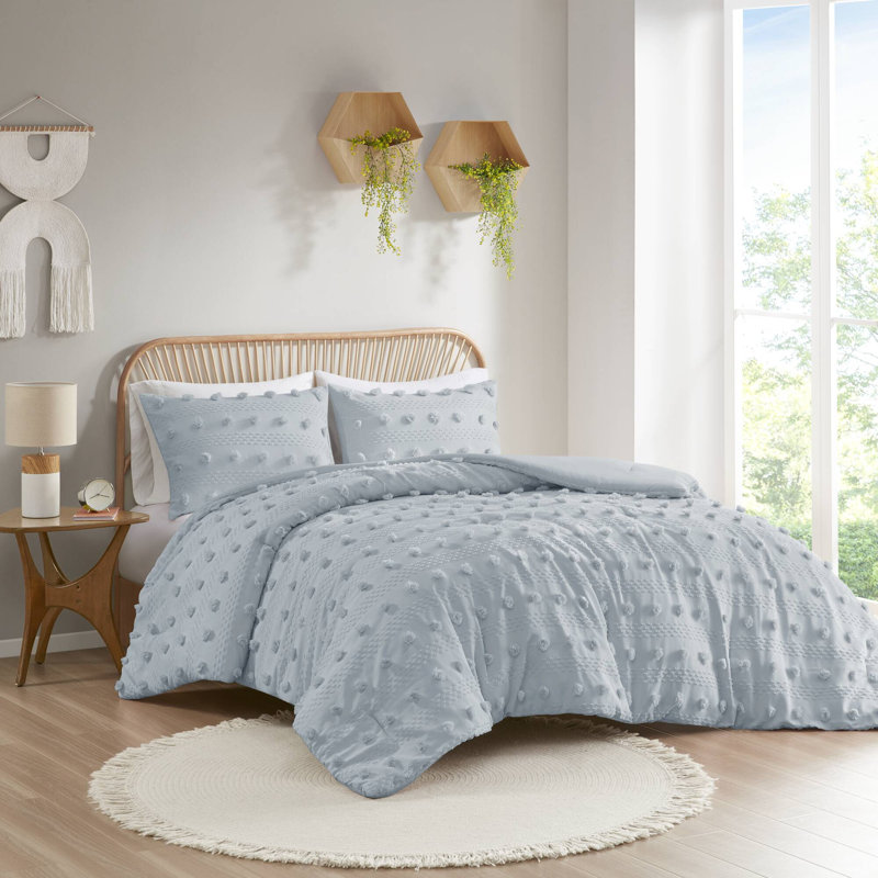 Ensemble d'édredon à pince en jacquard Lucy, Double / grand, Bleu