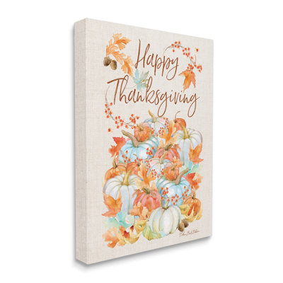 «Happy Thanksgiving Expression White Autumn Pumpkins» par Sherri Buck Baldwin - impression d'art textuel