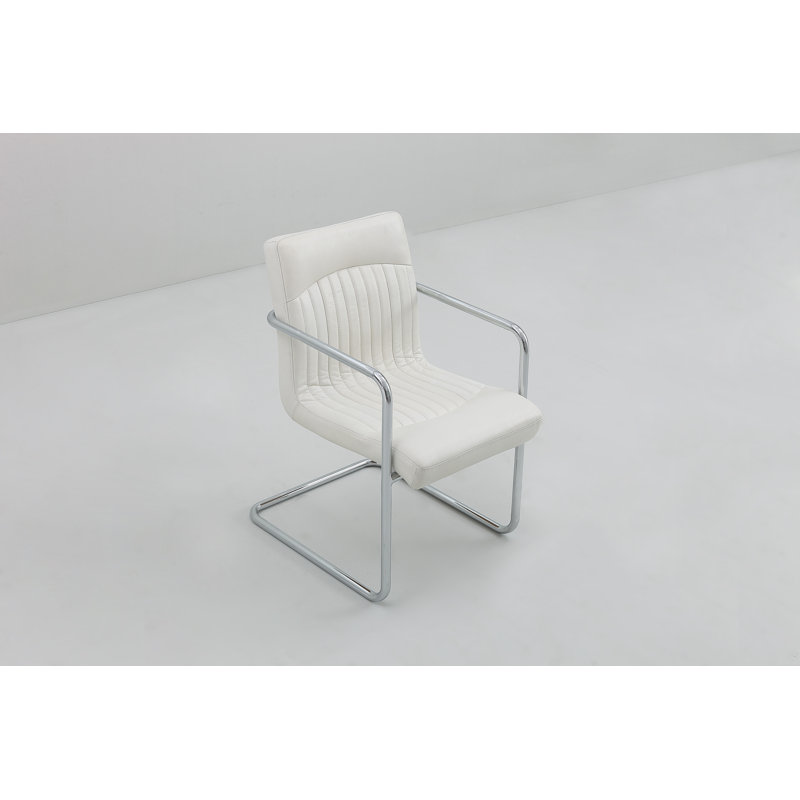 Fauteuil en cuir et métal, Blanc