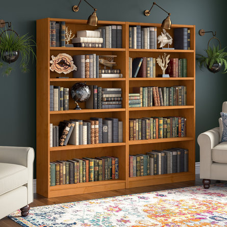 Doyno Tall 5 Shelf Bookcase - Set of 2, Storage and Display Bookshelves for Home Office and Living Room