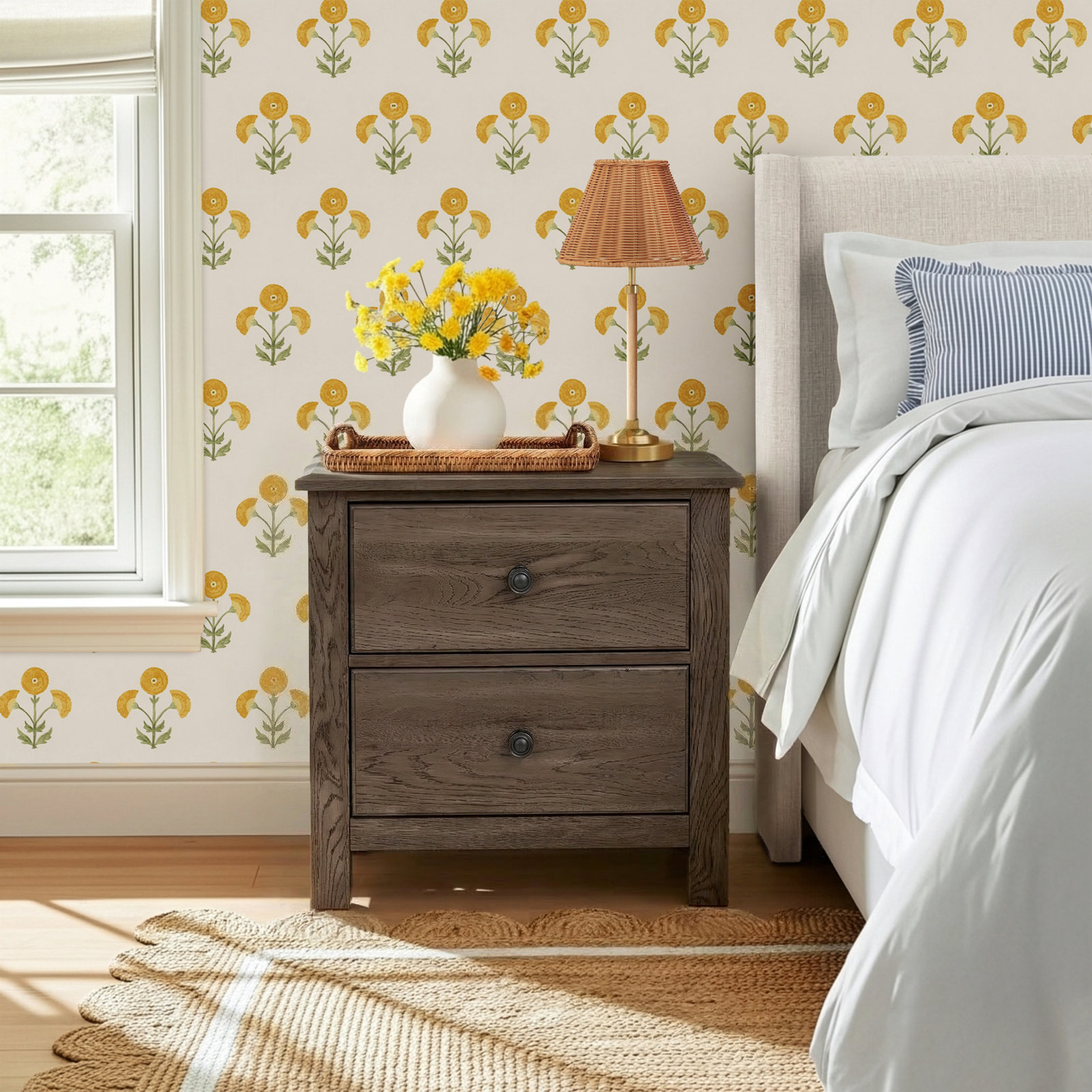 Lewin Oak Nightstand, Driftwood Gray