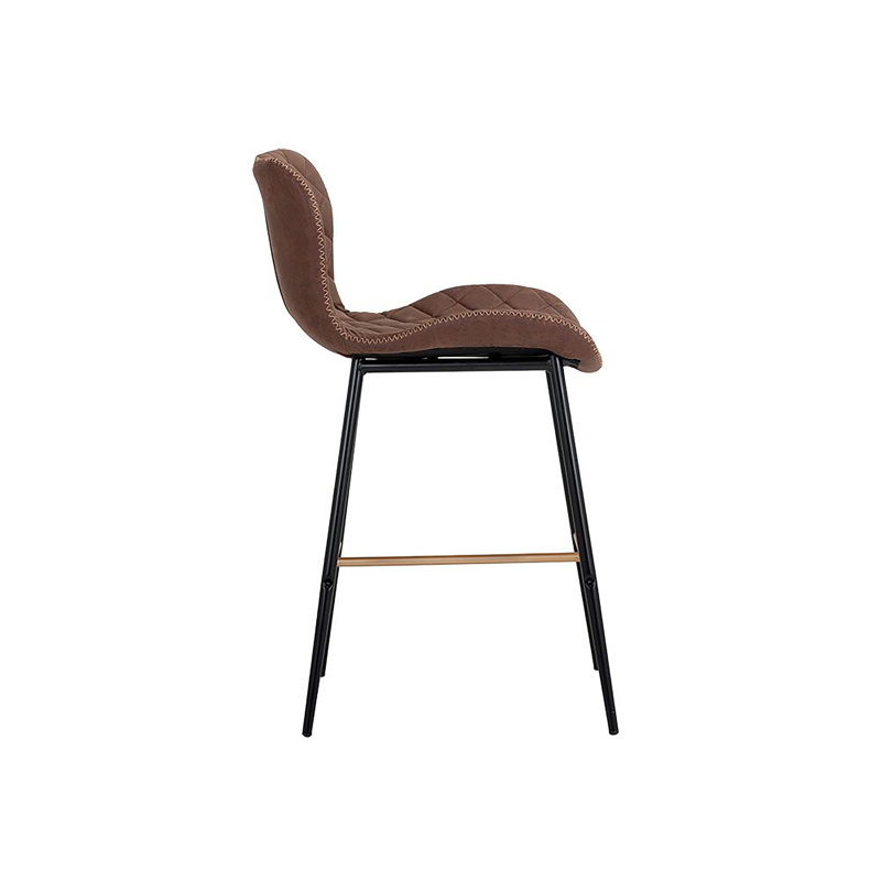 Lyla Upholstered Stool, Antique Brown Faux Leather, Counter Stool (26” Seat Height)