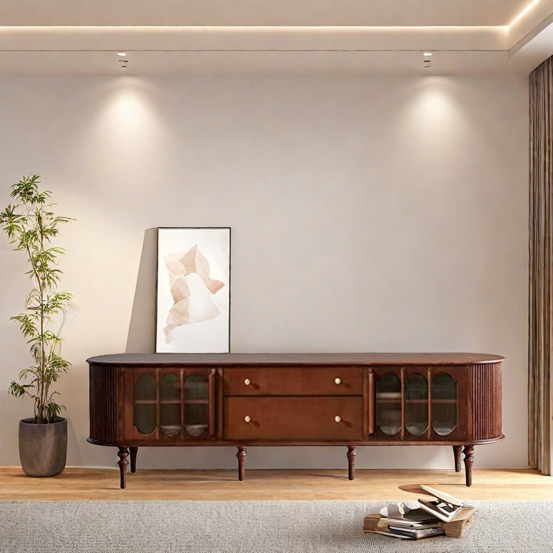 Multilayer solid wood TV stand, 86.61"
