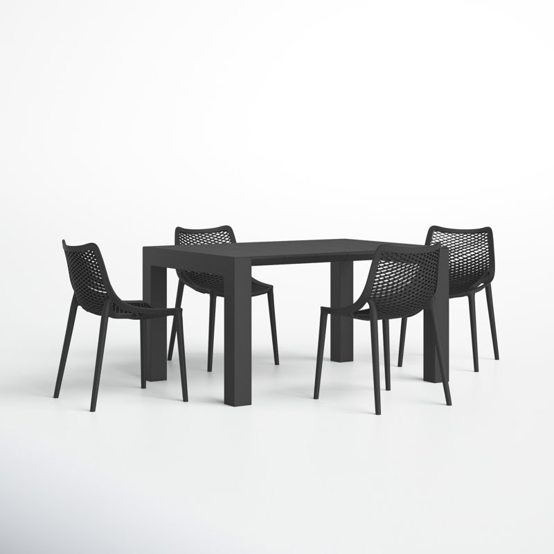 Asherton Square 4 - Person 39" Long Dining Set, Black