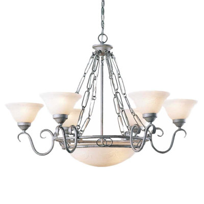 Creary 9-Light Indoor Platinum Rust Classic/Traditional Chandelier with Scavo Glass Shades