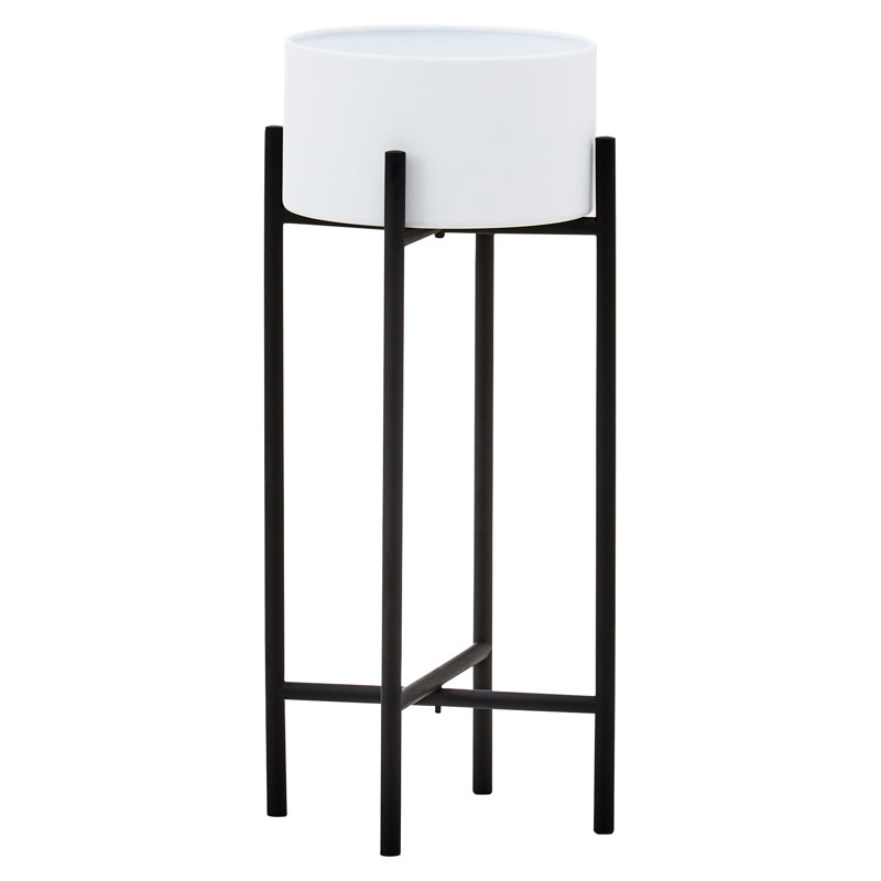 Maleiyah Metal Cachepot, White/Black, 51 x 23 x 23