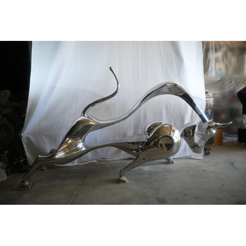 Sculpture géante abstraite en acier inoxydable 105 po x 36 po x H 58 po