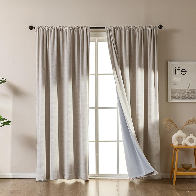  Blackout Magnetic Curtains(Set of 2), 52" W x 72" L, Oatmeal