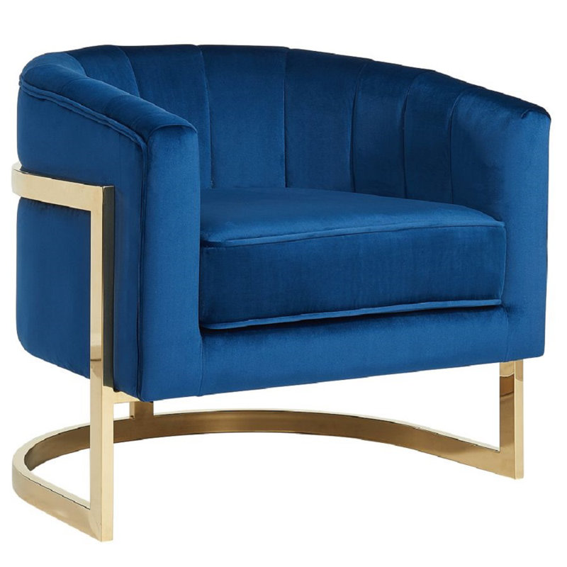 Fauteuil 31 po en velours, Velours bleu