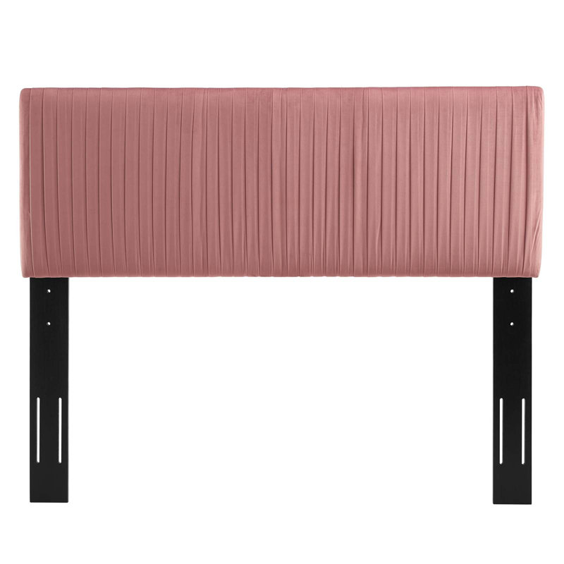 Eloise Channel Tufted Performance Velvet Headboard, Dusty Rose, King