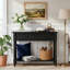 Console traditionnelle noire, table d'appoint avec deux tiroirs de rangement et une grande tablette inférieure
