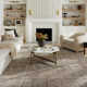 Striped Machine Woven Polyester Area Rug in Beige/Gray