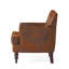 Élégant fauteuil captivant en microfibre à boutons, brun, avec coutures en losange, garniture cloutée et pieds en bois de bouleau