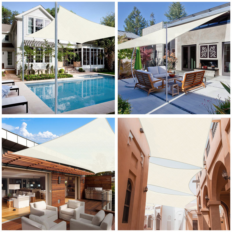 Off-White HDPE Rectangle Sun Shade Sail for Patio and Yard