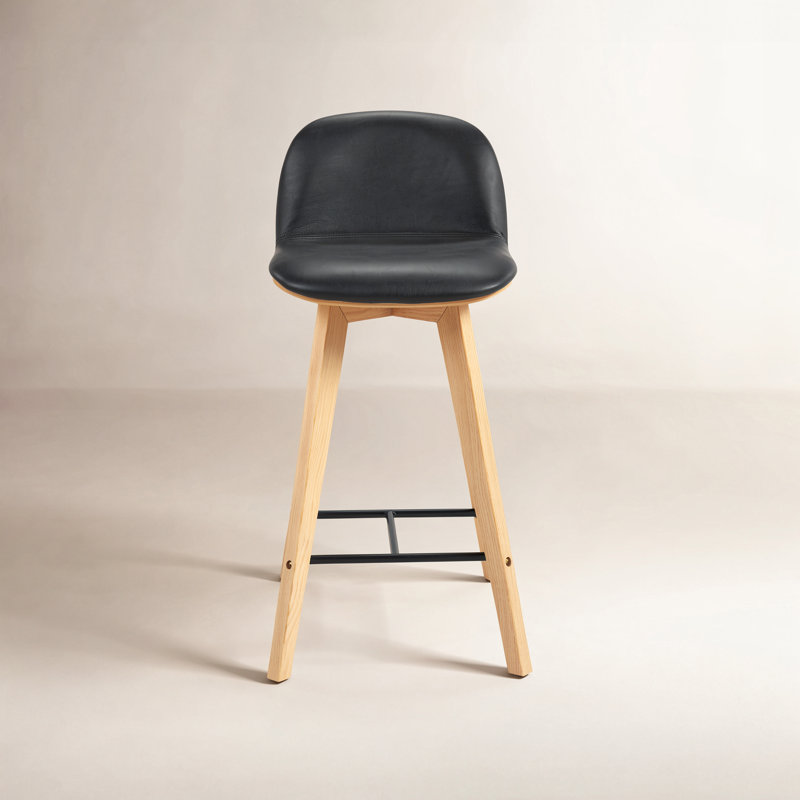 Caspian Bar Stool, Counter Stool (25.5” Seat Height), Brown Top Grain Leather