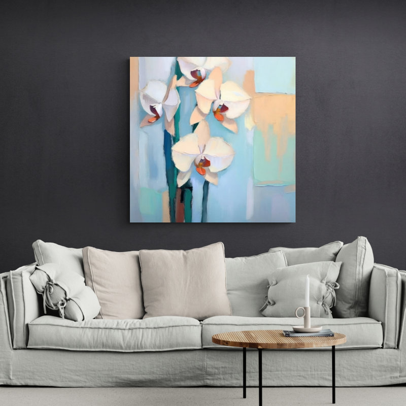 "Orchidée 2" sur toile, H 15 po x l 15 po