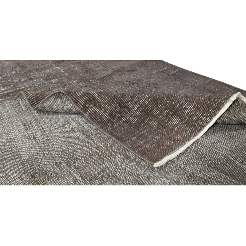 5.7x8.6 Ft Contemporary Turkish Area Rug Over-Dyed in Gray, Handmade Carpet