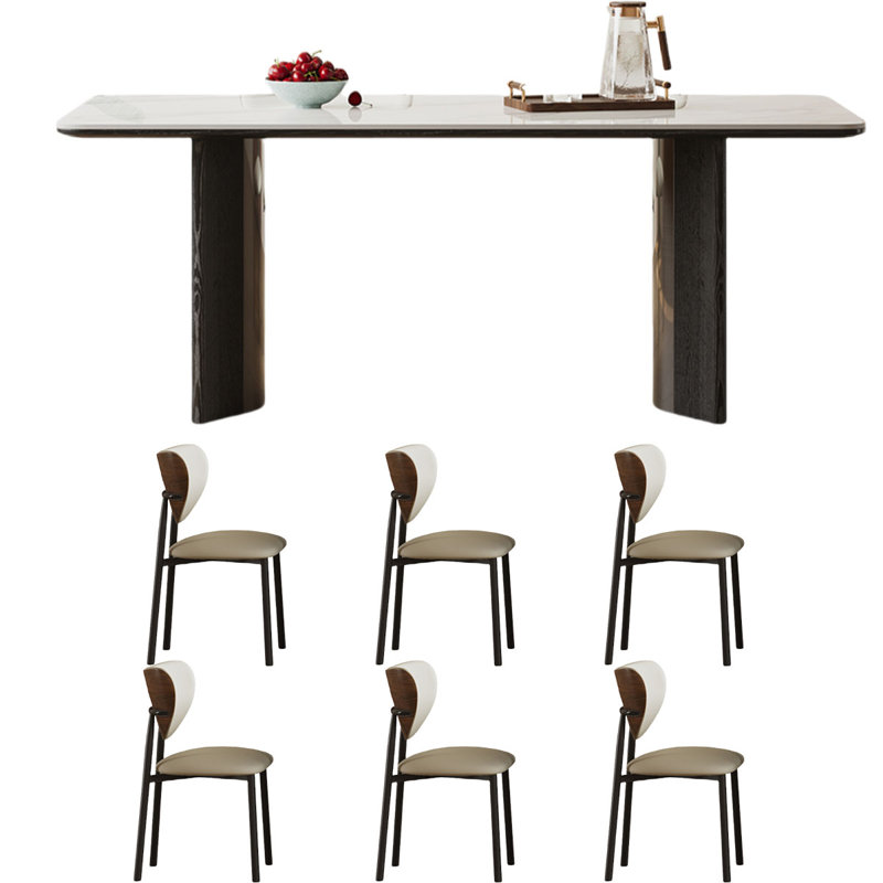 Table de salle à manger moderne Rock Mid-Century, H 29,5 po x L 70,8 po x l 35,4 po
