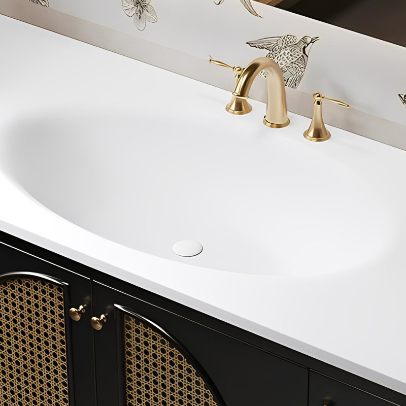 Armoire de salle de bain en rotin de style français rétro, H 19,68 po x l 47,24 po x P 21,65 po