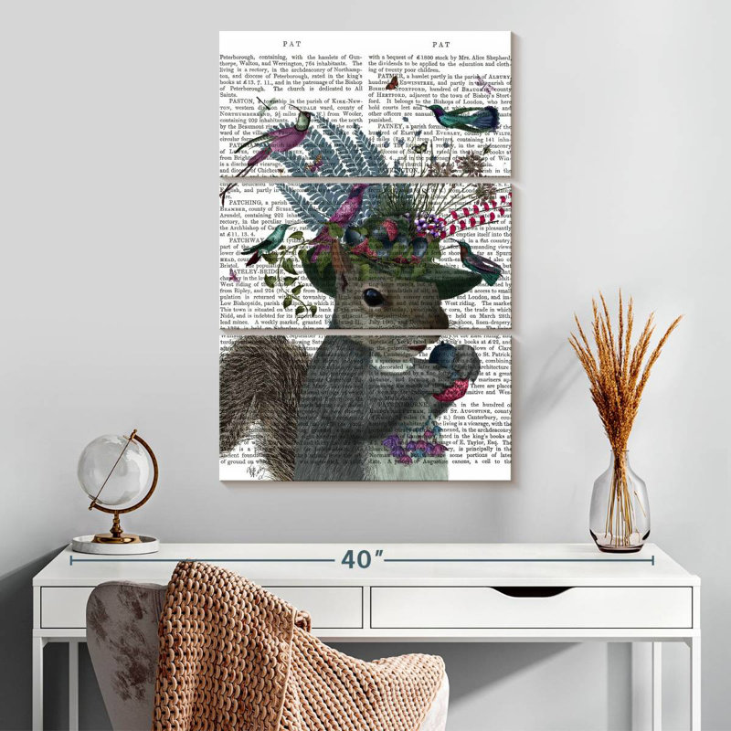 Brampt Squirrel Birdkeeper And Blue Acorns, 32" H x 20" W