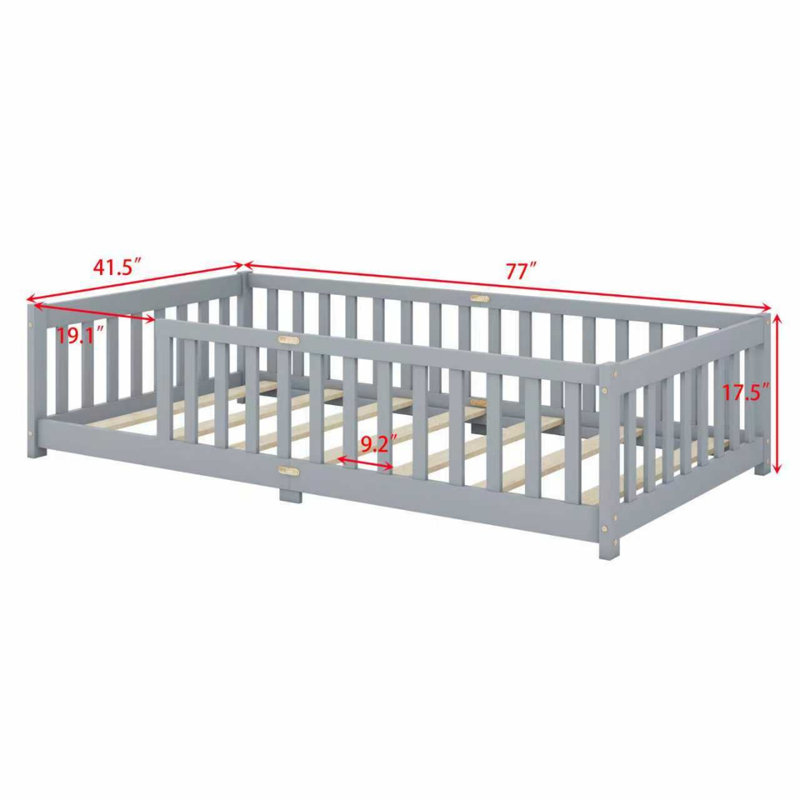 Lit sur pied avec clôture, Gris