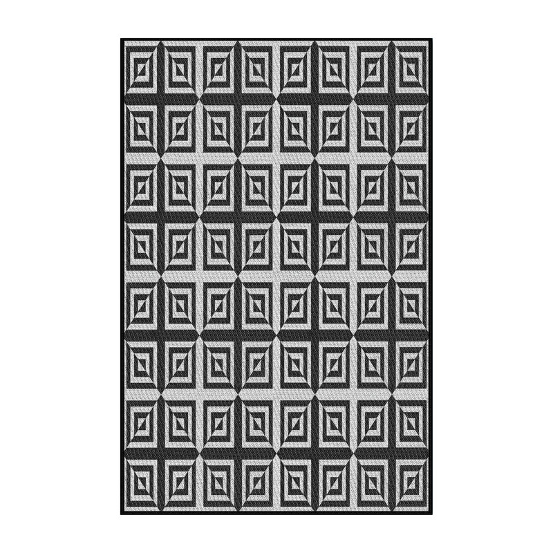 Tapis de zone noire à motifs, Rectangle 6 pi x 9 pi